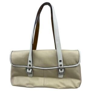 COACH Small Handbag Tan White Shoulder Travel Bag